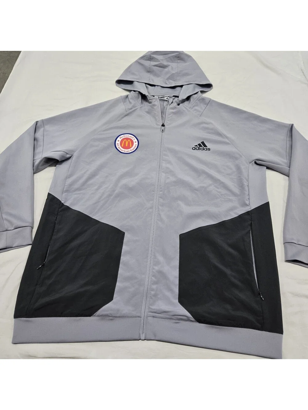Size XL Adidas McDonalds Zip Up Jacket Train FZ Aeroready Grey/Black Hoodie EUC